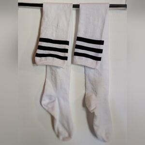 Adidas White Socks with Black Stripes